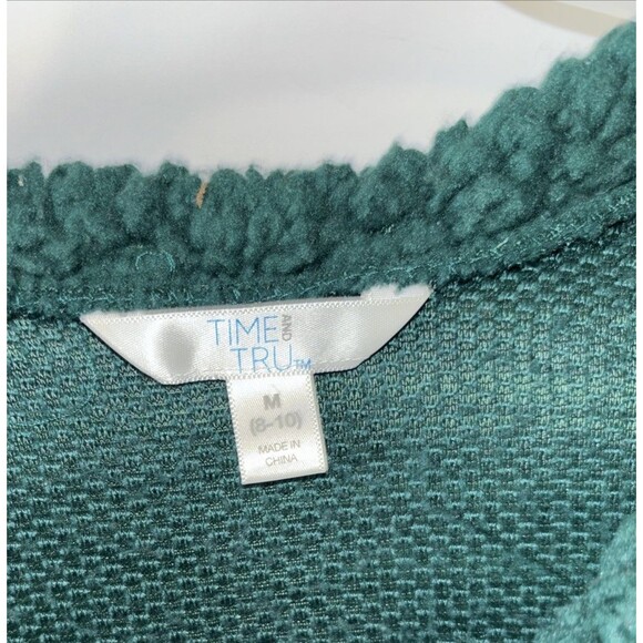 Women Ugly Sweatshirt Time & Tru M (8-10) Green W/ Sequin Fox Christmas Preowned - Picture 4 of 7